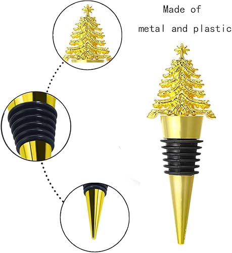 Miniatura 6 de Tapón de botella de vino, tapón de botella de metal, con forma de árbol de Navidad, tapón de botella de vino, tapones reutilizables para botellas de