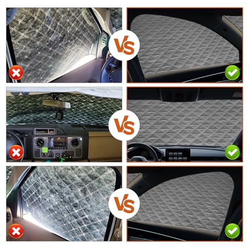 Image of Car Windshield Cover with Side Mirror Covers 4 Layers Heavy Duty Protects Windshield from Rain Sun Frost Extra Large Size Fits SUV Trucks (White-SUVs)