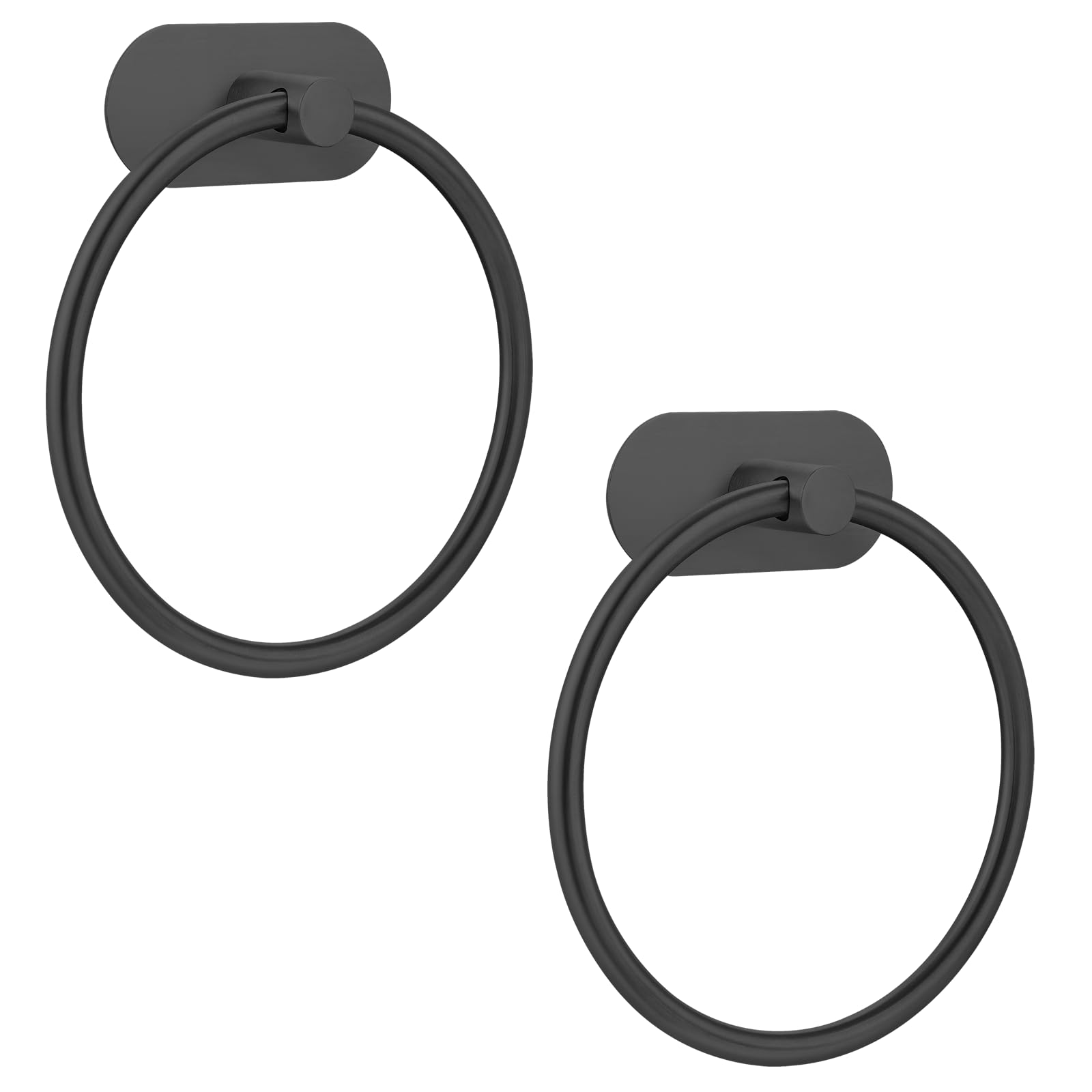 Juego de 2 Anillos de Toalla autoadhesivos para Cuarto de baño, Cocina, con Adhesivo Fuerte, sin taladrar, de Acero Inoxidable, antioxidante, Organizador Moderno de baño de Negro