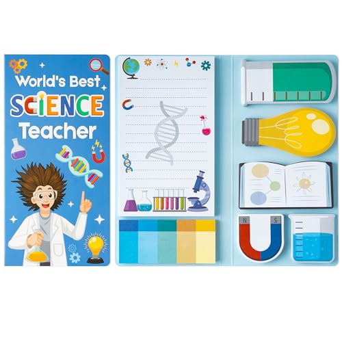 B1ykin Cute Sticky Notes Set - World’s Best Science Teacher Self-Stick Notes Pad
