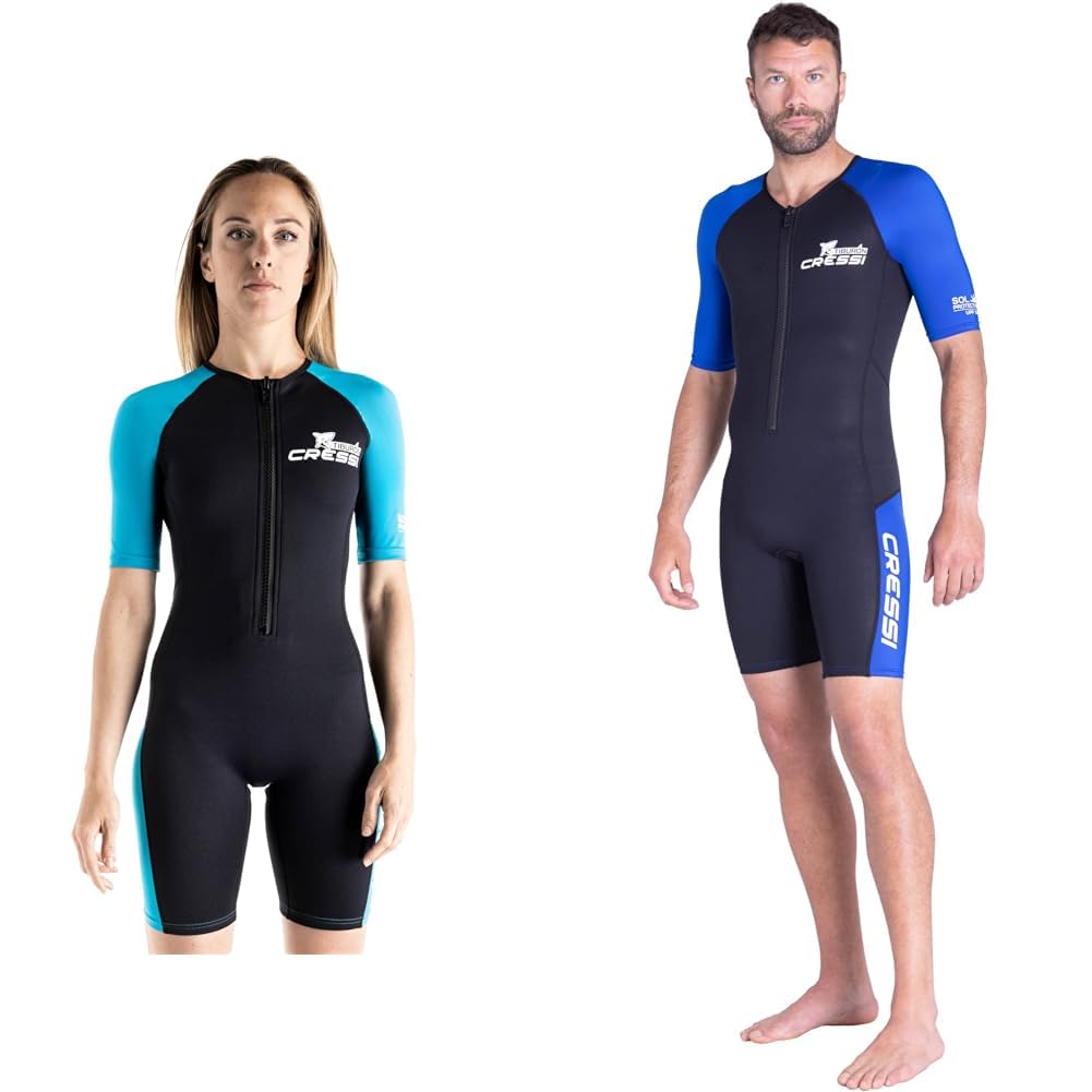 Cressi Tiburon Lady Shorty Wetsuit 3 mm - Shorty Neoprenanzug & Tiburon Man Shorty Wetsuit 2 mm - Shorty Neoprenanzug für Männer zum Schnorcheln, Schwimmen und Wassersport, Ultra Stretch Neopren