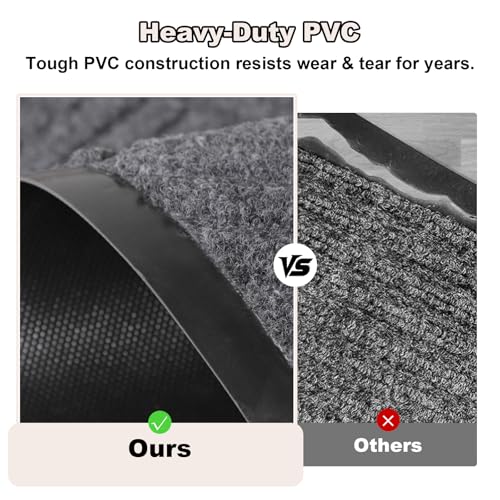 5' x 8' Indoor Outdoor Door Mat,Heavy Duty Commercial Grade Entrance Rug with PVC Non-Slip Backing, Durable Welcome Mat for Front/Back Door,Entryway,Low Profile Design with Mud Scraping Grooves(Grey) by GTRY - Used condition - Image 2