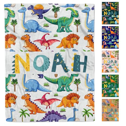 Image of Personalized Baby Blankets, Customized Easter Blanket for Kids, Personalized Dinosaur Baby Blanket with Name, Custom Easter Baby Blanket for Boys, Girl & Kids, Baby Boy Newborn Soft