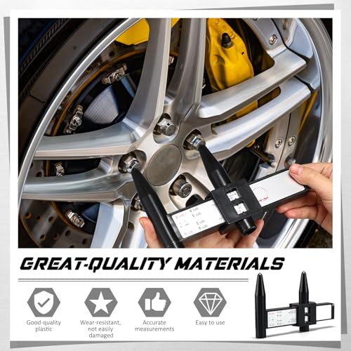Image of Kingdder 2 Pcs Wheel Stud Rim Bolt Pattern Measuring Tool PCD Ruler Wheel PCD Gauge Lug Bolt Pattern Gauge for 4 5 6 8 Holes Sliding Caliper