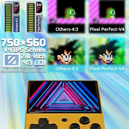 Mini V4 OnionOS Handheld Game Console 2.8-inch 750*560 IPS Screen Mini v4 Onion-System with Portable Case Yellow — view 2