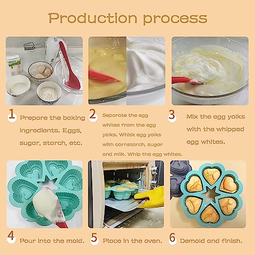 inki Herz Kuchenform Muffinform Muffinblech, 6-Kavität 3D Liebesherz Silikon Backformen, Antihaftbeschichtet, Silikonform in Herzform, Muffin Backform, für Seife,Schokolade,Gelee,Cupcake (Rosa)