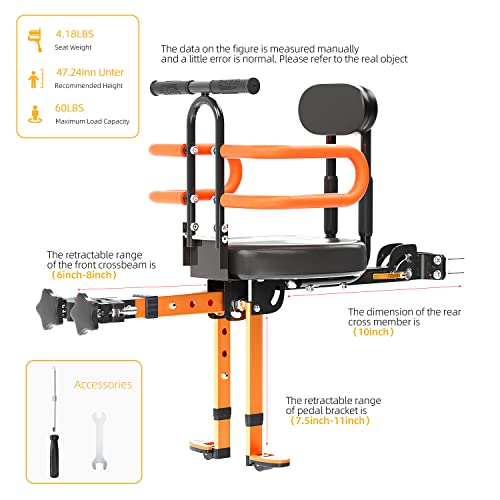 Xieeix Front Child Bike Seat, Portable Foldable Kids Bike Seat, Adjustable Pedal Child Bicycle Seats, Safety Child Seat For All Types Of Bicycles #TOP4