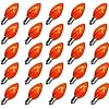 25 Pack C7 Orange Halloween Light Bulbs Clear Replacement E12 Candelabra Base Bulbs for Christmas Outdoor String Lights Candles Night Lights 5W 120V