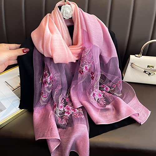 Wincess.yu Silk Scarf For Women Lightweight Shawls And Wraps For Weddings Fashion Pashmina Shawl Embroidered Scarves (Pink) #TOP4