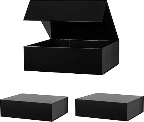 Caja de regalo extra grande negra de 19 x 16 x 6 pulgadas, enorme caja de regalo