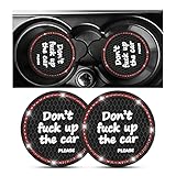 2 Pack Bling Car Coasters for Cup Holder, Crystal Rhinestone 2.75 in Cup Holder Coaster, Silicone Anti-Slip Insert Cup Mats for Women, Interior Accessories Universal for Most Cars (Black/Red)