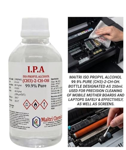 Image of IPA Iso-Propyl Alcohol 99.9% Pure | Multipurpose Cleaning, Lab, Electronics & Medical Use (250 Ml)