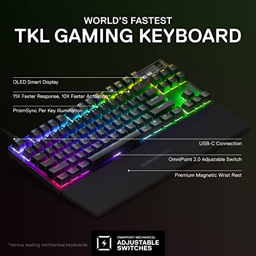 New Steelseries Apex Pro Tkl 2023 Ed.- World's Fastest Mechanical Gaming Keyboard - Adjustable Actuation - Esports Tenkeyless - Oled Screen - Rgb - Pbt Keycaps - Usb-C (Renewed) #TOP1