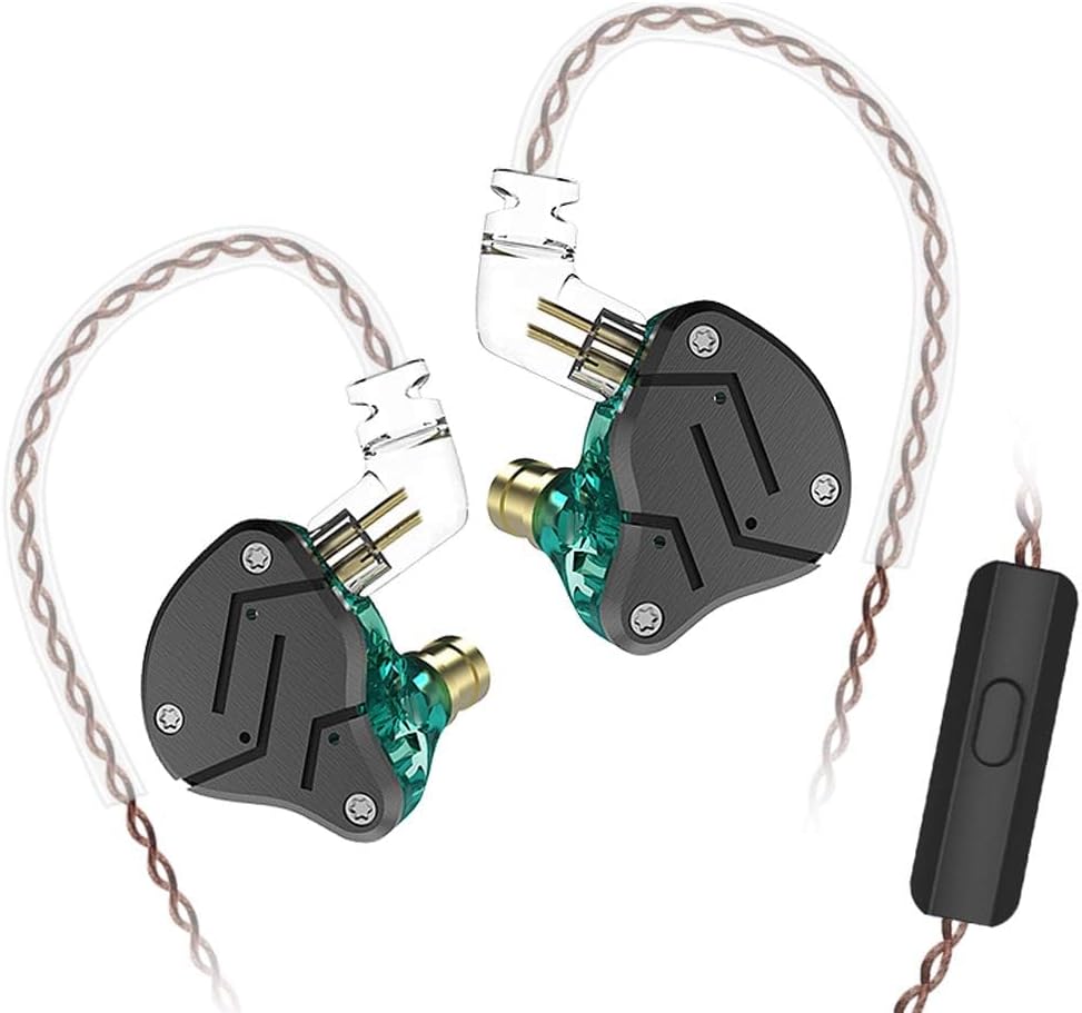 KINBOOFI KZ ZSN Earphone 1BA 1DD, High Fidelity in Ear Earbuds High Resolution in Ear Monitor 0.75mm 2 pin Cable, Noise Cancelling Headphone (Cyan Mic)