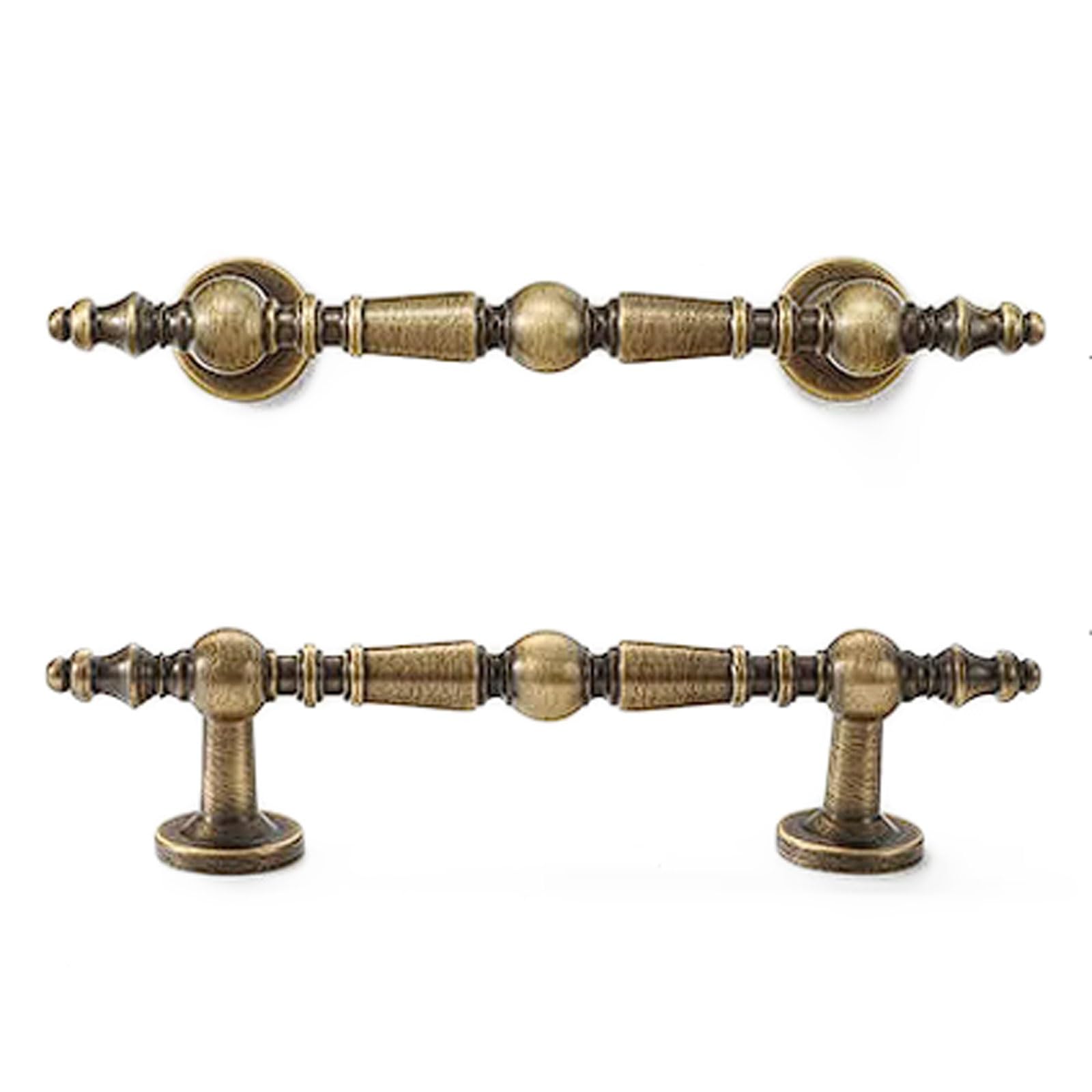 CHENHOJU Antique Bronze Brass Cabinet Pulls Round Base, Double Hole Fixing, Multiple Lengths for Wardrobes, Bookshelves Cabinet Pulls(150mm)