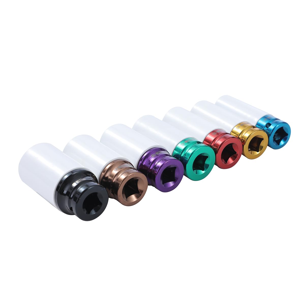 TOPWAY 1/2 Inch Drive Alloy Wheel Impact Deep Socket Set 17-27mm 7PCs Multicolour Extra Thin Wall Metric Protective Lug Nut Sockets - Image 3