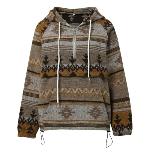 Pull à capuche confortable pour femmes avec poches et col boutonné ajustable - 3