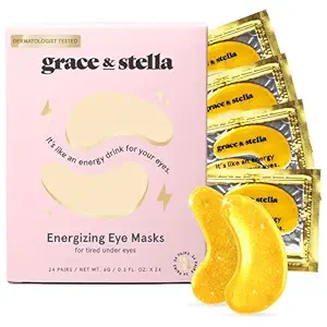 grace & stella Under Eye Mask - Reduce Dark Circles, Puffy Eyes, Wrinkles - Vegan (24 Pairs, Gold)