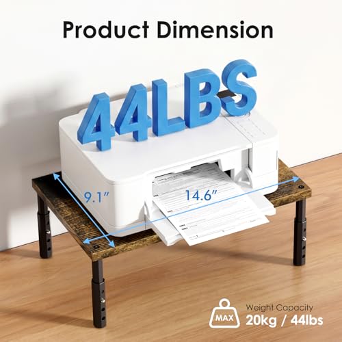 Image of ECOLOVI Adjustable Wood Computer Monitor Stand Riser, Office Desk Organizer and Accessories for Monitor, Laptop, PC, Printer, Office Desk Accessories Workspace Organizer for Home Office Supplies, Brown