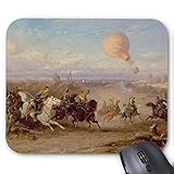 Größe: 20 x 24 cm Rundes Mauspad mit rutschfestem Gummi, Gaming-Design, rund, 20 x 24 cm, preußische Husars schießen auf eine französische Beobachtung, ba Mauspad