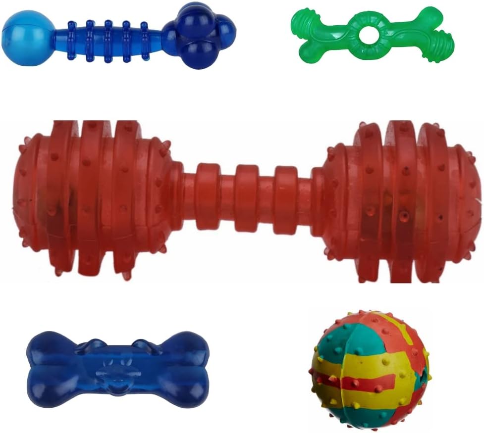 Pet Needs Multicolour Rubber Chew Toys for Small Puppy/Pets-Combo of 5