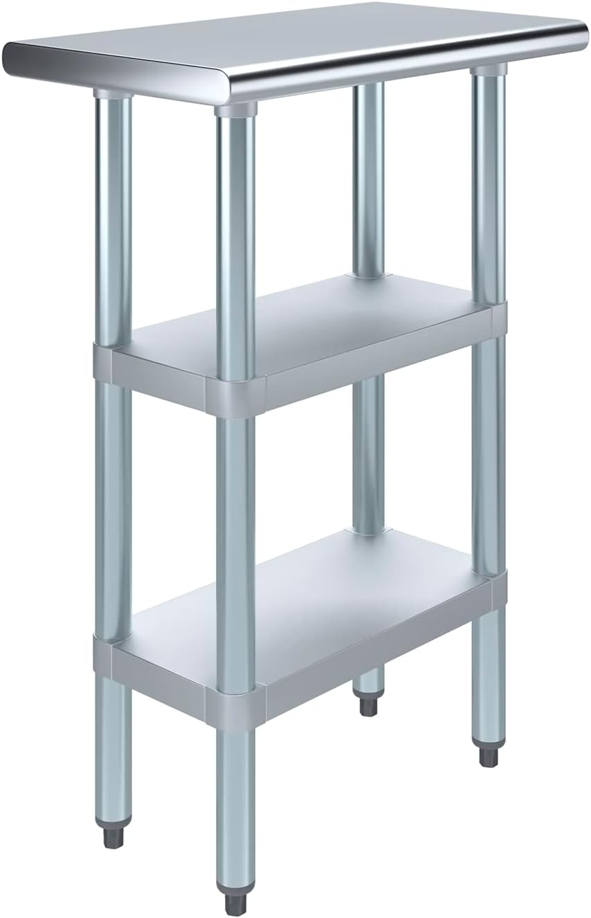 24" Stainless Steel Work Table with Galvanized Shelves