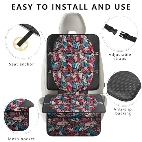 Image of Car Seat Protector for Child Car Seat, 2 Pack Baby Car Seat Covers with Mesh Pockets & Non-Slip Backing 600D Durable Seat Protector Under Baby Car Seat for Car Back Seat (Red Leaves, Large)