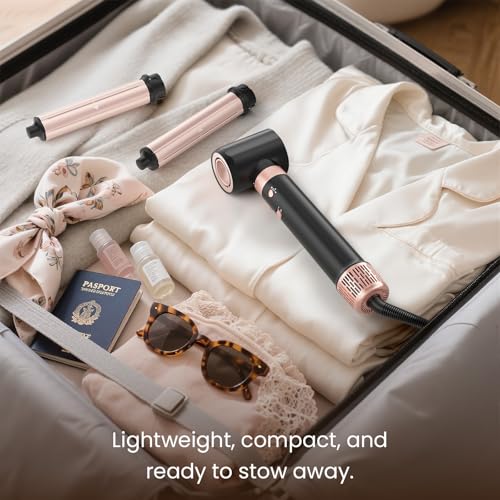 MESCOMB Dual Voltage Hair Styler for Travel, 3 in 1 High-Speed Hair Dryer with 2 Auto-Wrap Curling Barrels, 110-240V Travel Hair Dryer and Curler with Travel Bag for Europe, Hotel, Dorm by MESCOMB - Image 6