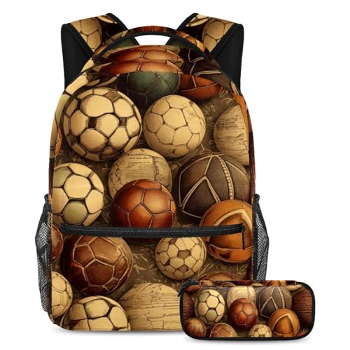 Sac à dos vintage football pour le voyage des adolescents et étudiants passionnés