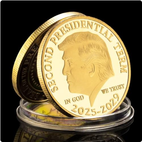 REIWAN Moneta Commemorativa Donald Trump Moneta Souvenir da Collezione Placcata in Oro Secondo Mandato Presidenziale 2025-2029 Moneta Commemorativa