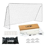 Larkon 12x6 Ft Kids Soccer Goal for Backyard - Tournament-Style Soccer Net with Galvanized & Rust Free Steel Frame, 36 Straps, Stakes & Carry Bag – All-Weather Portable Goal for Kids for Training