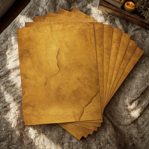 25 Blatt - Vintage Briefpapier mit Rissen - Alte Papier für Hochzeit Einladung Urkundepapir - Mittelalter Design Bastelpapier, Pergamentpapier A4