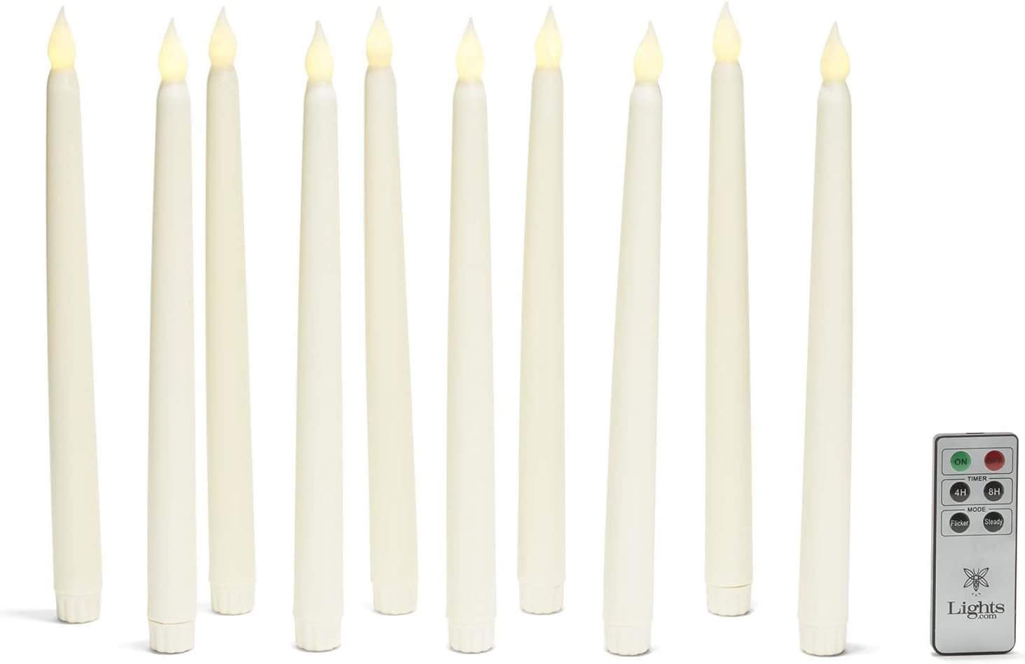 Flameless LED Taper Candles with Timer, Ivory Dipped Wax