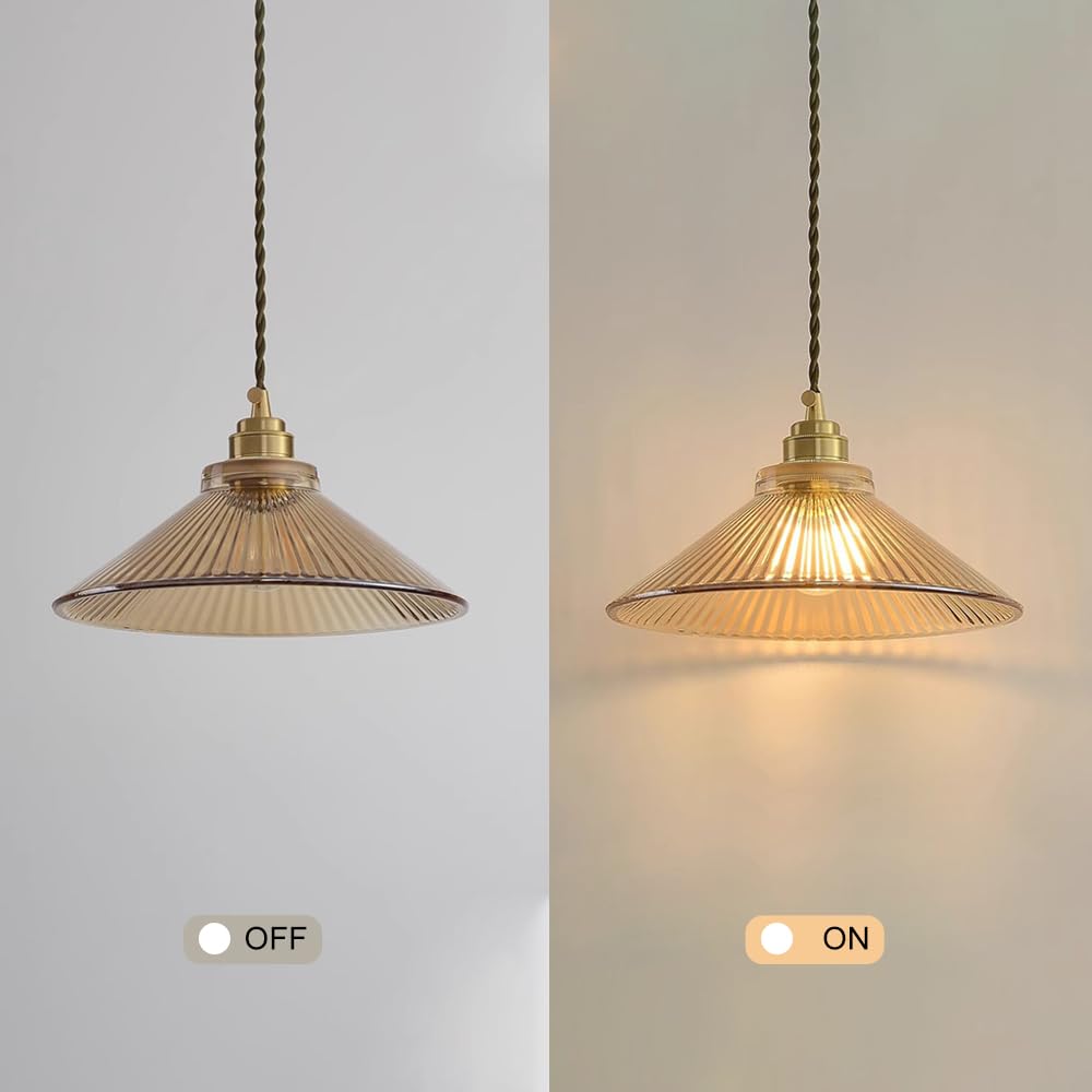 Lámparas de techo colgantes modernas de vidrio ámbar para comedor, Isla de cocina, iluminación de vidrio, pantalla de lámpara colgante para Sala de estar