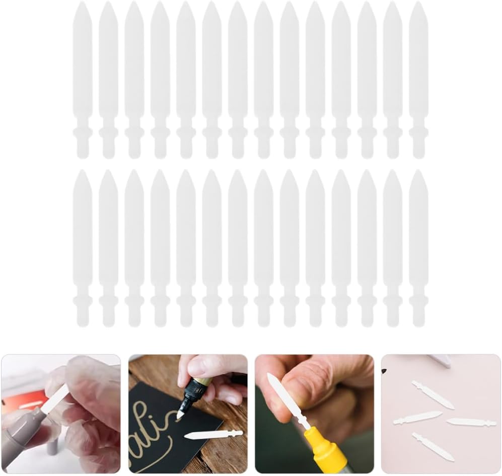 DOITOOL Paint Pen Nibs 50PCS Paint Marker Replacement Nibs Acrylic Marker 0.7mm Pen Tips Replacement White Fine Tip Refills Easy to Change