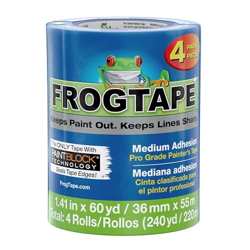 FrogTape ProGrade Blue Painter's Tape with PAINTBLOCK, 1.5" Wide, 4 Rolls