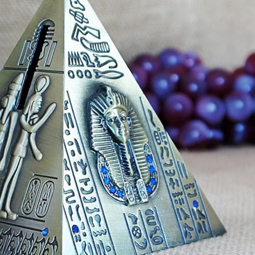 Hucha de pirámide dorada de metal para evitar el desorden de monedas en casa 4