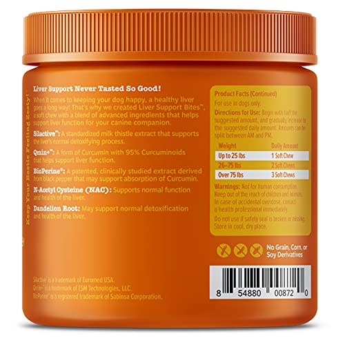 Zesty Paws Liver & Kidney Support Supplement For Dogs - With Milk Thistle Extract, Turmeric Curcumin, Cranberry & Choline - Natural & Grain Free Soft Chew Formula - For Dog Liver Function & Detox #TOP4