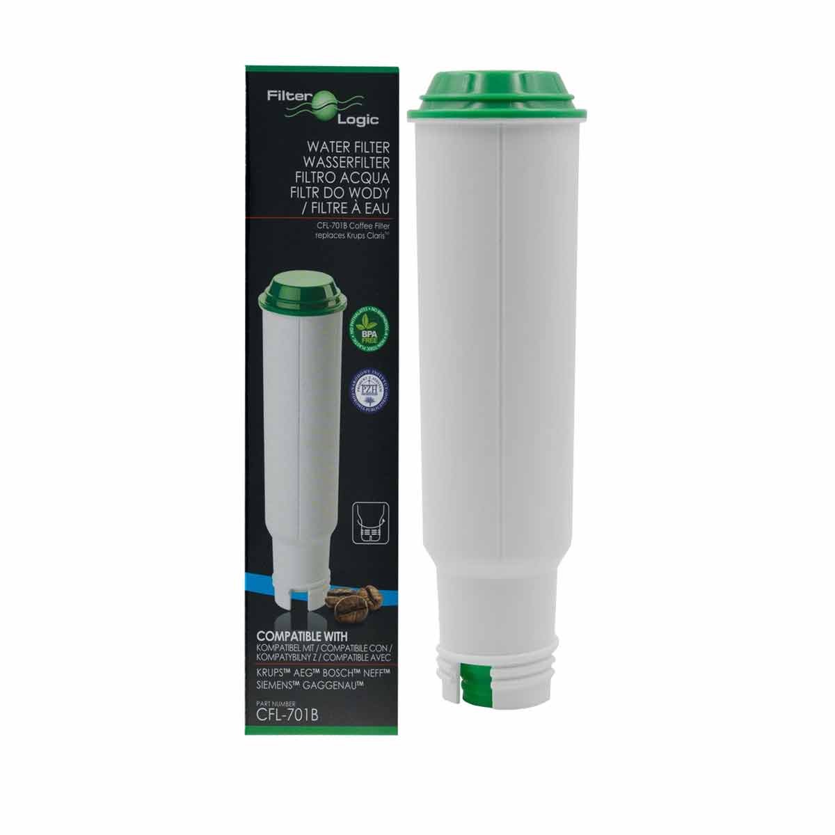 FilterLogic 1 x CFL-701B Coffee Water Filter Compatible with Krups Claris F088 AEG AEL01 fits Melitta Caffeo Gourmet 6613297, Caffeo Solo Perfect Milk 6679163, Caffeo Barista TS 6758350 6758349