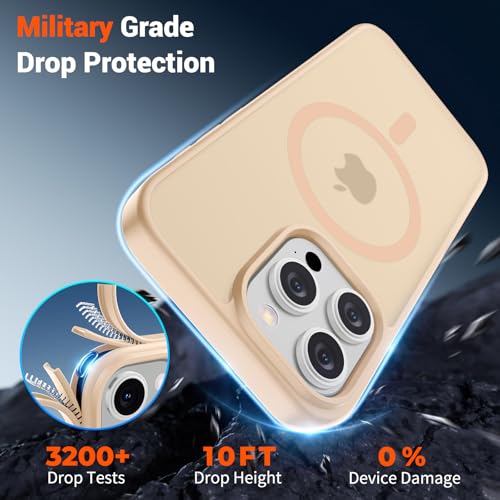 Image of SUPFINE Magnetic for iPhone 15 Pro Max Case (Compatible with MagSafe) (Military Grade Drop Protection) Slim Translucent Matte Shockproof with Anti-Fingerprint Phone Case,Sand Pink