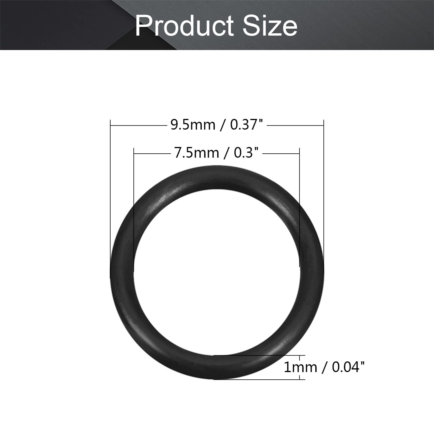 Othmro Fluorine Rubber O-Rings 9.5mm OD 7.5mm ID 1mm Width, Sealing Gasket, Black,Pack of 10 - Image 2