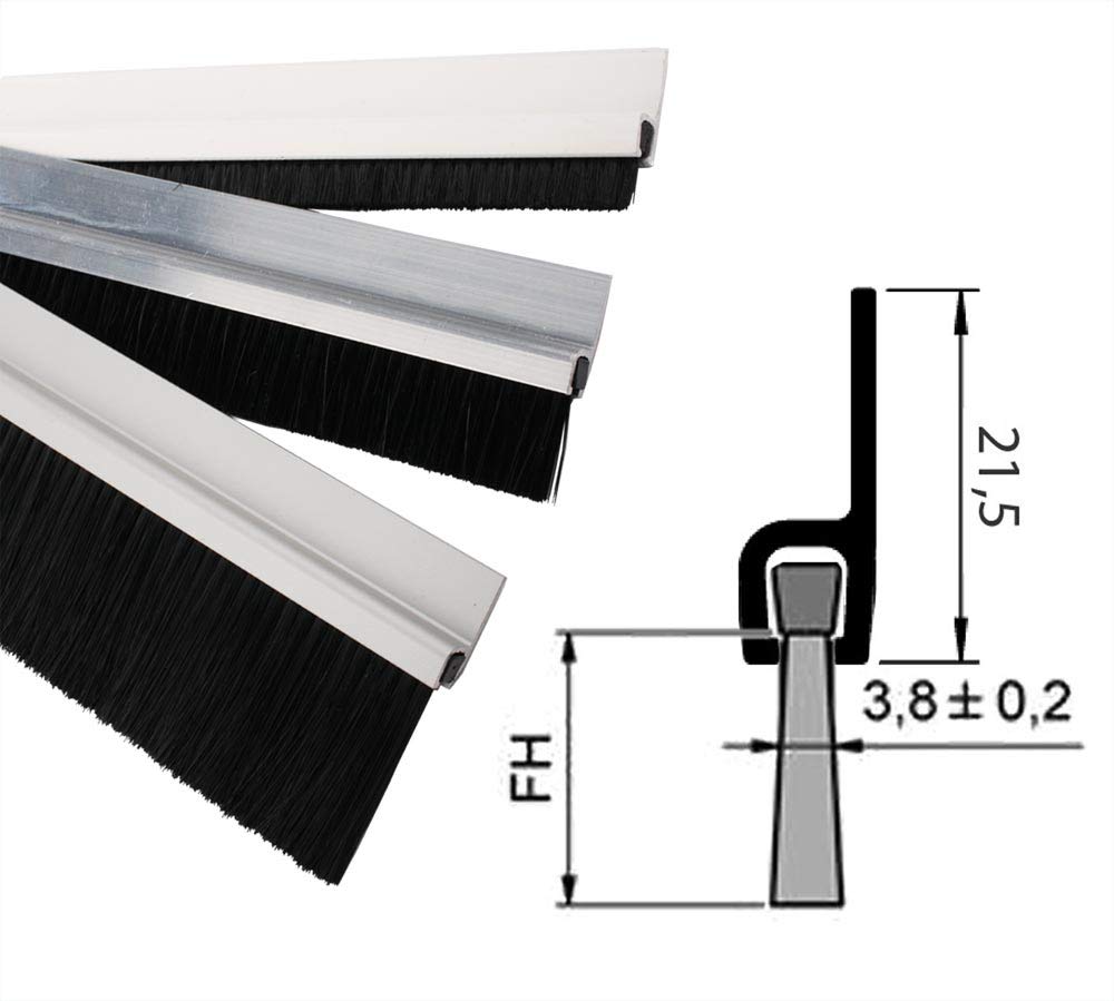 Bürstenstreifen H-Typ Aluminium – Nylonborsten, 30 Mm Basis, Individuelle Länge, Für Maschinen & Türen