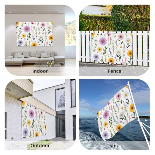 Drapeau extérieur double face floral 1,2x1,8m en polyester résistant - 8