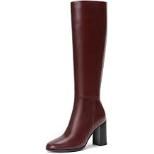 Lumeheel Women Knee High Boots - Round Toe Chunky Heel Tall Boots with Side Zip, Fashion Long Gogo Boots for Fall Winter