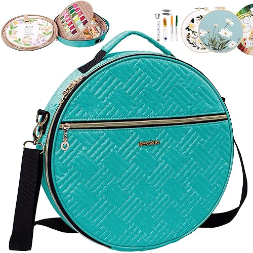 MYBAGZING Round Embroidery Bag with Multiple Pockets