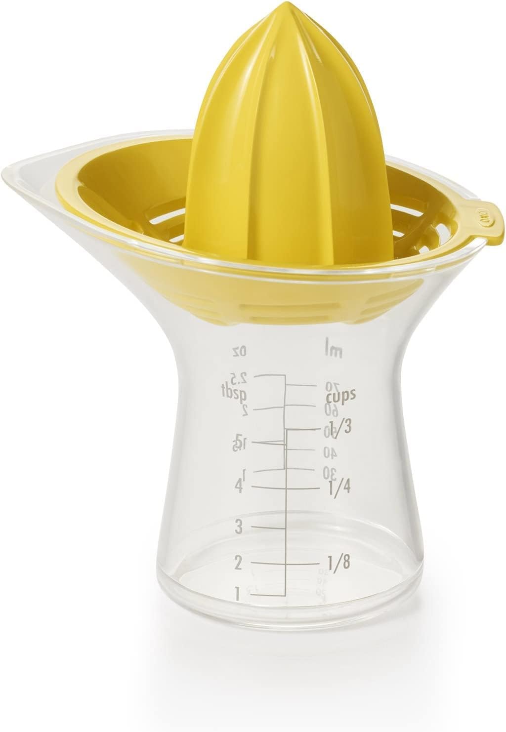 OXO Citrus Juicer, Small, Lemon Squeezer, 2-Way Graduated Container, Squeezing, Juice, Cooking, Cocktails, and Seeds Free Tray