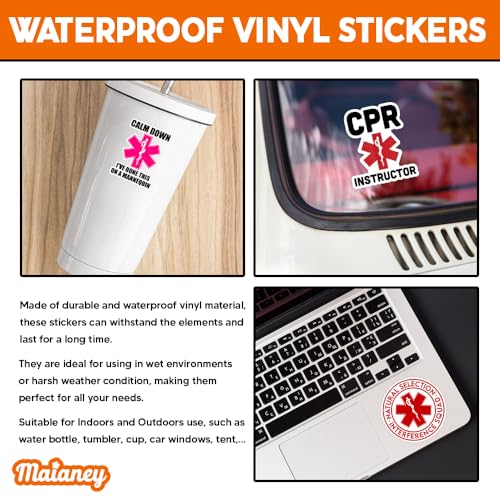 Image of MAIANEY [12Pcs, 3 inchx3 inch] Funny EMS Paramedic Sticker, CPR Instructor EMT Decals. Medical Emergency First Responder Stickers Ambulance Humor Gift for EMTs Nurses, Waterproof Vinyl Decal Hard Hat