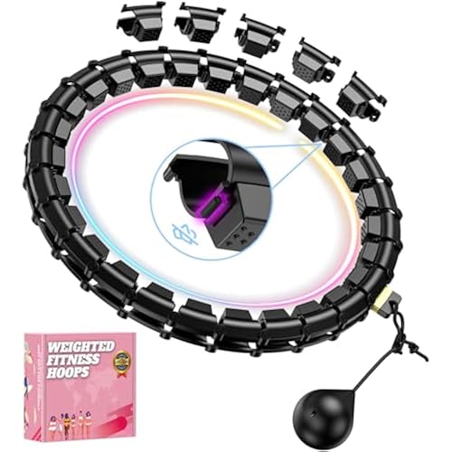 Fit Hoop Weighted Waist Circle, 32 Detachable Parts & 65-Inch Plus-Size Fit, Weight Loss Fitness Gear, Quiet Home Workout Tool for Waist Training & Gifts for Adult Women,Black