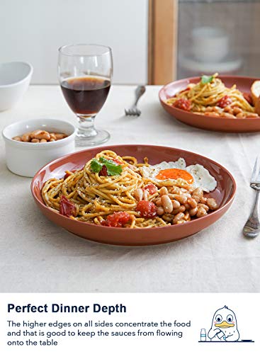 Le Tauci Dinner Plate 9 Inch，Ceramic Salad Plate Sets For Pasta, Risotto, Fluffiest, Pancakes, Dishwasher Microwave Oven Safe, Set Of 4, Terracotta #TOP4