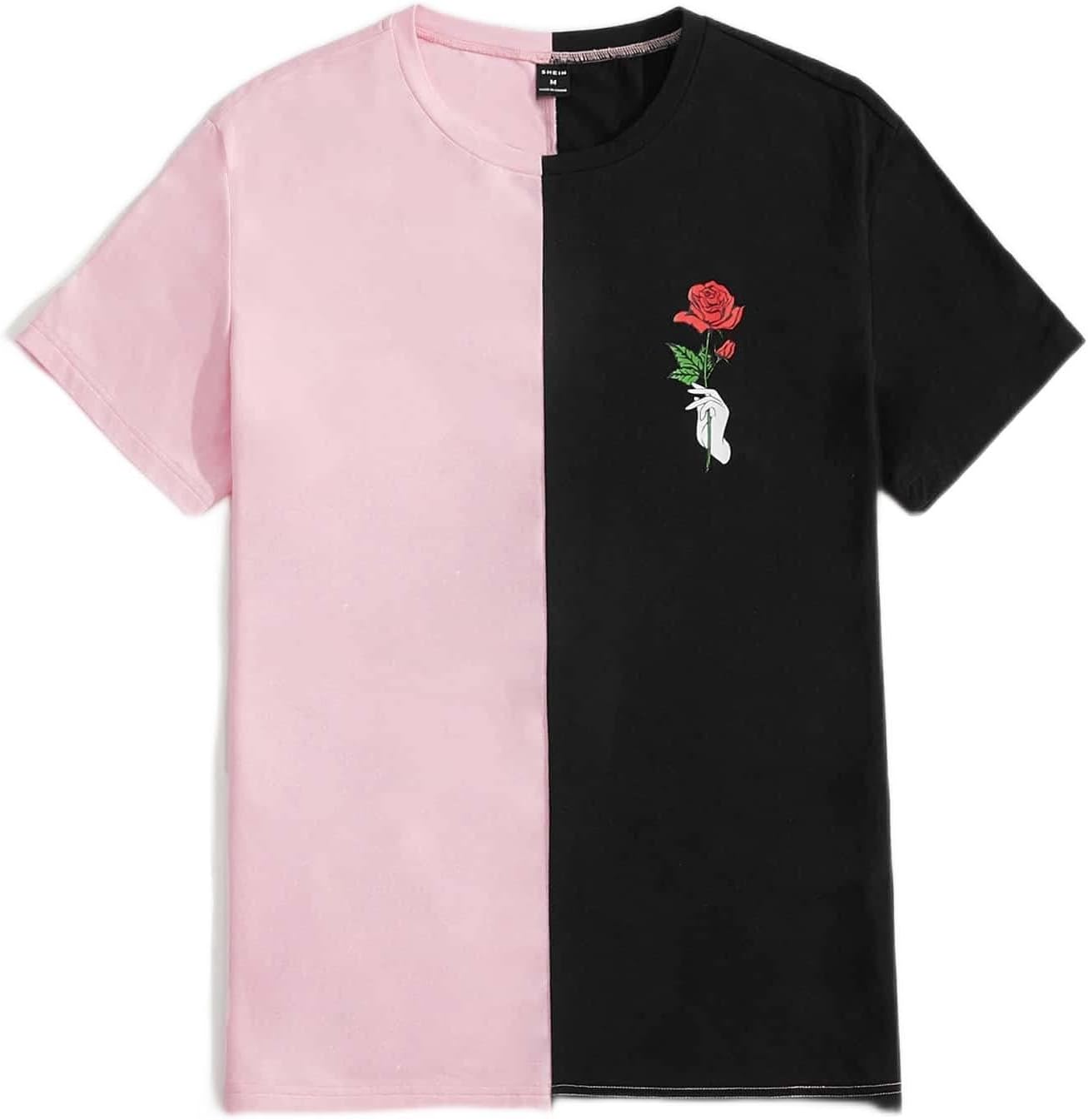 Men Colorblock Floral Graphic Tee